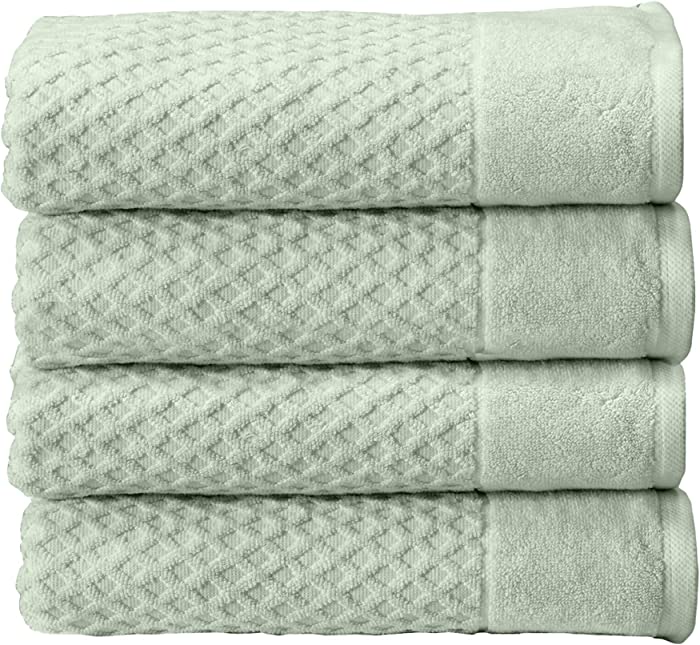 100% Cotton Quick-Dry Bath Towel Set (30 x 52 inches) Highly Absorbent, Textured Luxury Bath Towels. Grayson Collection (Set of 4, Pale Green)