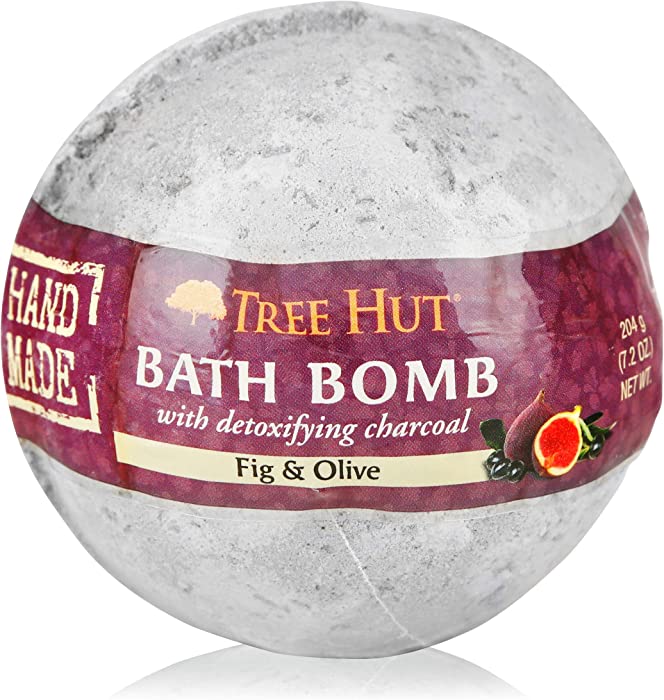 Tree Hut Shea Detoxifying Bath Bomb with Charcoal Fig & Olive, 7.2oz, Ultra Hydrating Bath Bomb for Nourishing Essential Body Care