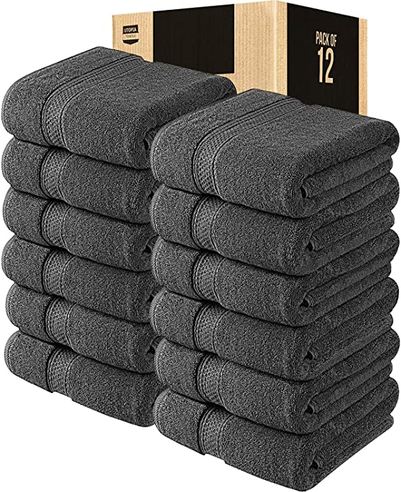 Utopia Towels Luxury Bath Towels, 27x54 Inch, 700 GSM Hotel Towels (Bulk Pack of 12, Grey)