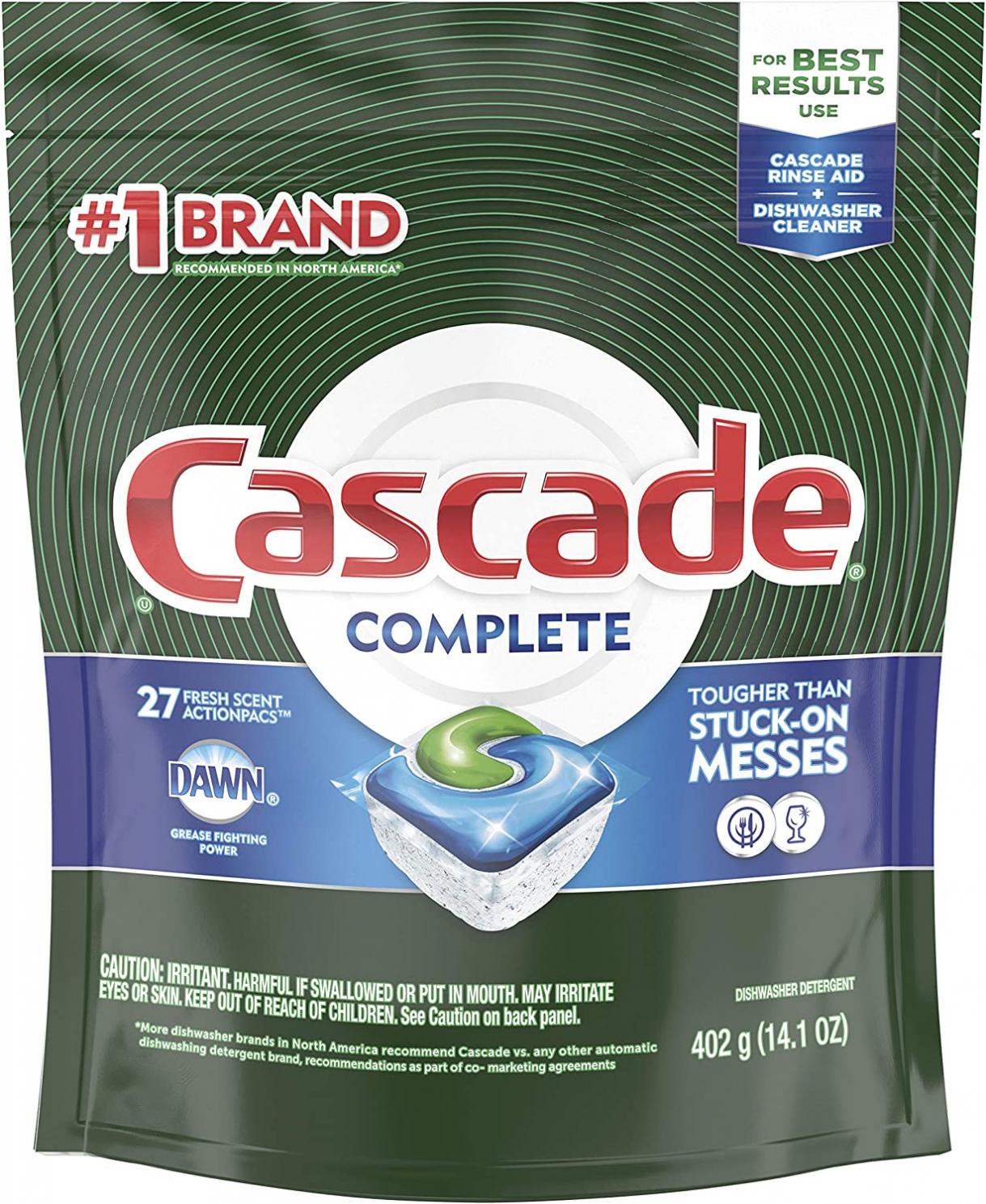 Cascade Complete ActionPacs, Dishwasher Detergent, Fresh Scent, 27 Count