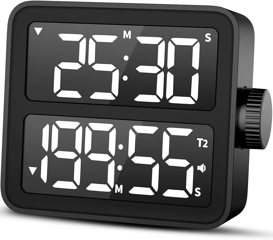 Digital Kitchen Timer, Dual Countdown Countup Timer with Memory Function, Volume Adjustable, Timer for Kids/Adults, Magnetic Timer for Cooking, Classroom, Exercise, Games