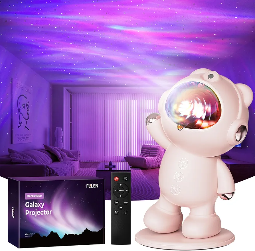 FULEN Galaxy Projector for Bedroom,Star Projector Cute Night Light, Aurora Ceiling Light, LED Lights for Bedroom Decor Aesthetic, Star Light for Teens, Pink