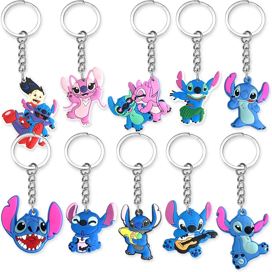 10Pcs Cartoon Keychain for Party Favors, Cute Keyring for Classroom School Day Birthday Party Supplies Gift (10Pcs Cartoon)