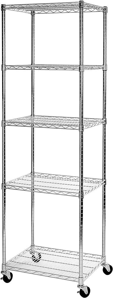 Seville Classics UltraDurable Heavy Duty NSF Solid Steel Wire Rack Storage Unit Organizer for Garage, Warehouse, Office, Restaurant, Classroom, Kitchen, 5-Tier Shelving, 24" W x 18" D