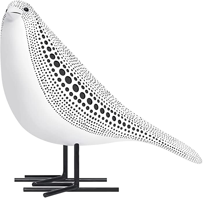 Quoowiit Bird Figurine, Modern Sculpture and Statues for Home Decor, Animal Statues for Bookshelf, Table, Entryway, Fireplace, Resin Decorative Sculpture with Chic Polka Dots Art Design (White)