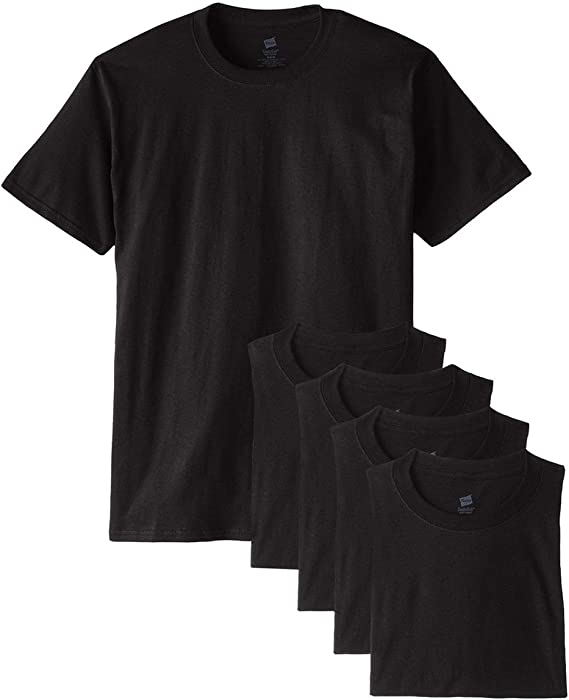 Hanes Comfort Soft Crew Neck 5 Pack Tee_Black_L (Pack of 5)