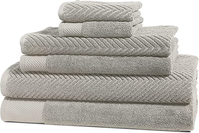 Bath Towels for Bathroom Clearance prime, Shower Towels, Hotel Pool Towels 6 Pack- Turkish Cotton Bath Hand Towels and Washcloths sets, Quick Dry Towels for Travel, Spa, Gym Towels for Sweat- Platinum