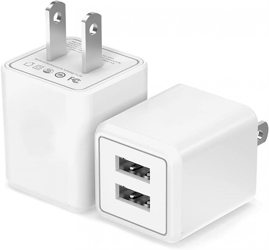 Wall Charger, 2.1A 12W Dual Port Portable Universal USB Wall Charger for Apple iPhone,iPad, Samsung Galaxy, HTC Nexus Moto BlackBerry, Bluetooth Speaker Headset & Power Bank, White (2-Pack)