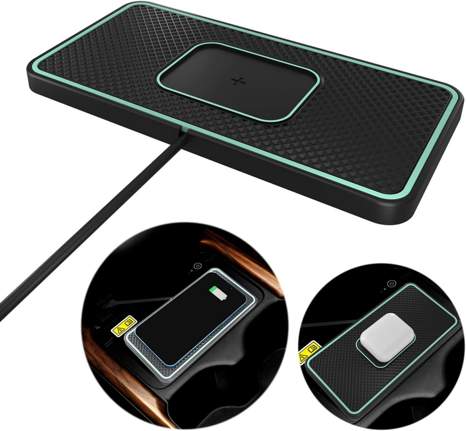 Wireless Charger,SANMIDO Wireless car Charger Charging pad 15w Non Slip qi Charger pad 2 in 1 Fast Wireless Phone Charger Wireless Charging mat Station galaxy21/20 Note10S9S10S8 (C1P)