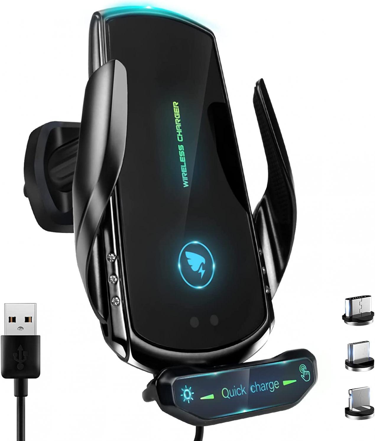 Wireless Car Charger for All Smartphones, 15W QI Fast Charging，Auto-Clamping Car Wireless Charger Air Vent Car Phone Mount (Black)