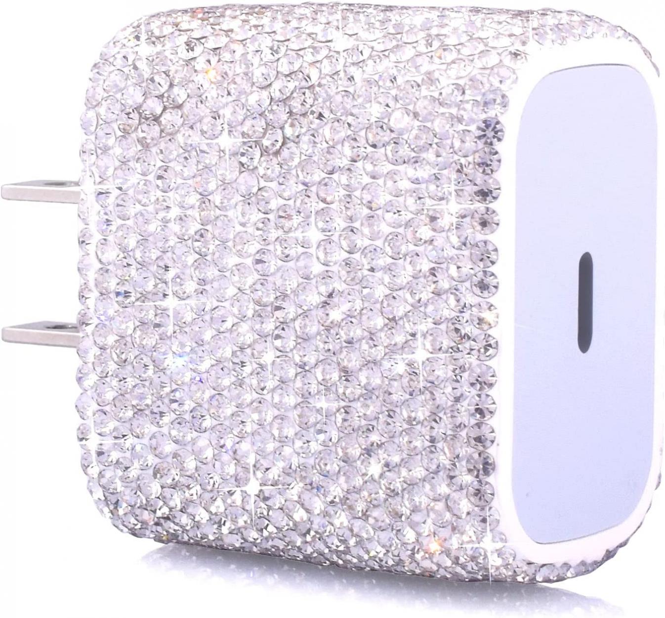 USB C Charger Fast Charger Block PD 20W Type C Wall Charger Bling Decors Compatible for iPhone 13/13 Mini/13 Pro/13 Pro Max/12 Pro Max/SE/11, Pixel, Galaxy S20 S10 S9