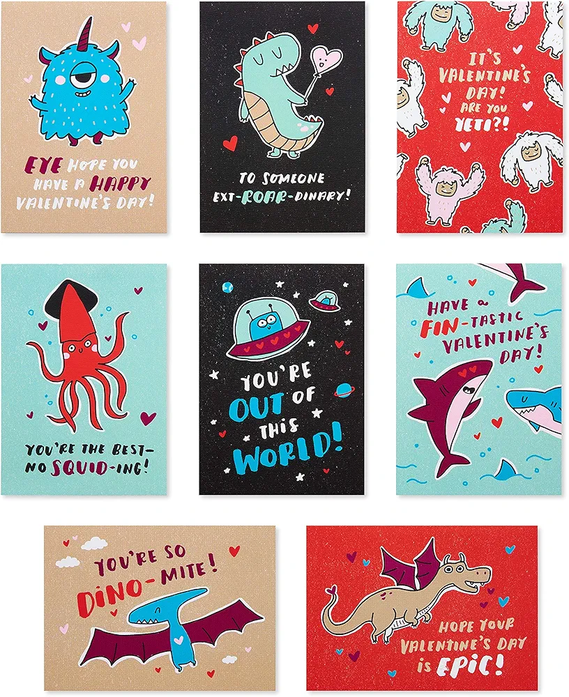 American Greetings Valentines Day Cards for Kids School and Classroom Exchange, Creatures and Monsters (40-Count)