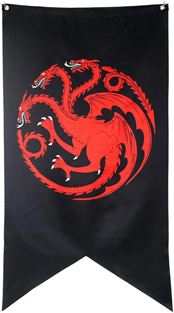 Game Got Thrones Cosplay - Bar Living Room Decoration Flag, House Targaryen Flag Banner 3X5 Ft Home Garden Party Decoration (Double corner decorative flag 2.29x4.1FT)