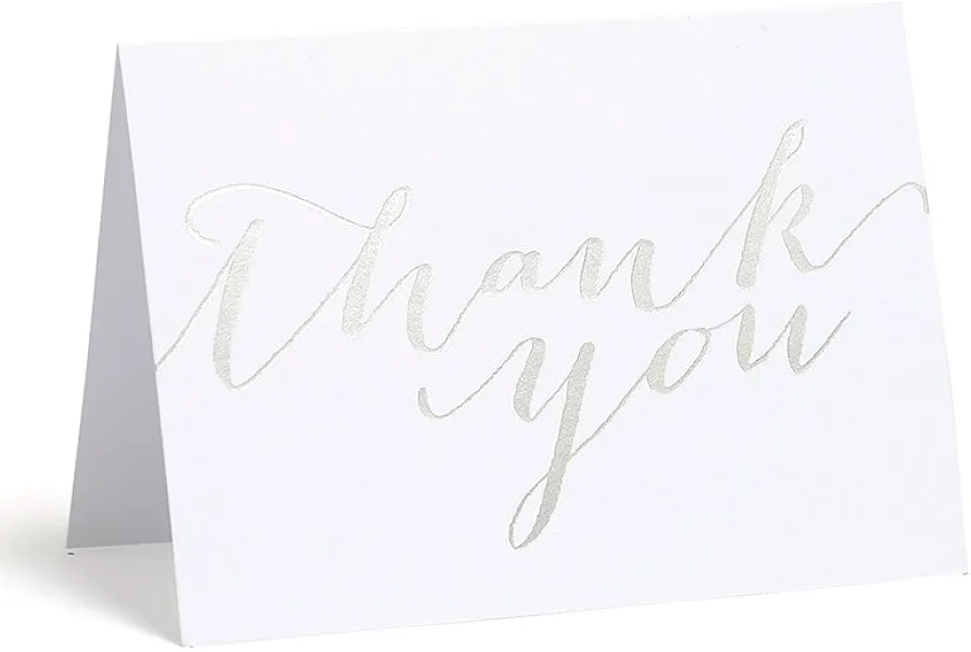 Gartner Studios Silver Foil Thank You Card, 3.5 x 5 inches, Includes Envelopes 50 Count (14269)