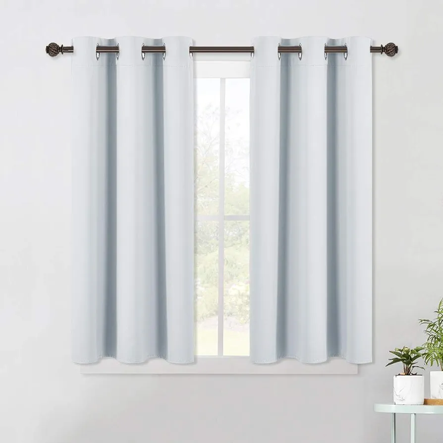 NICETOWN Room Darkening Draperies Curtains Panels, Window Treatment Thermal Insulated Grommet Room Darkening Curtains/Drapes for Bedroom (2 Panels, 42 by 45, Platinum-Greyish White)