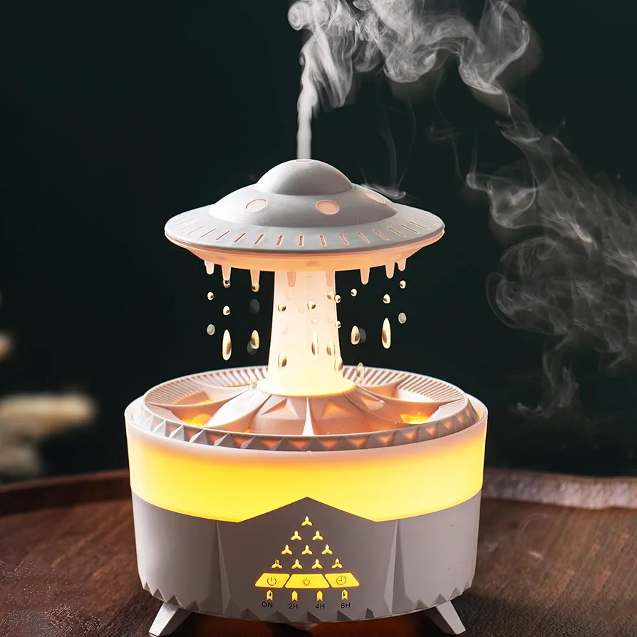 Raindrop Humidifier for Bedroom Large Room -Air Humidifiers and Aromatherapy Diffuser,Ultrasonic humidifier,Quiet humidifier with Ambient Light & 4 Timer,Waterless Auto Off (No remote control)