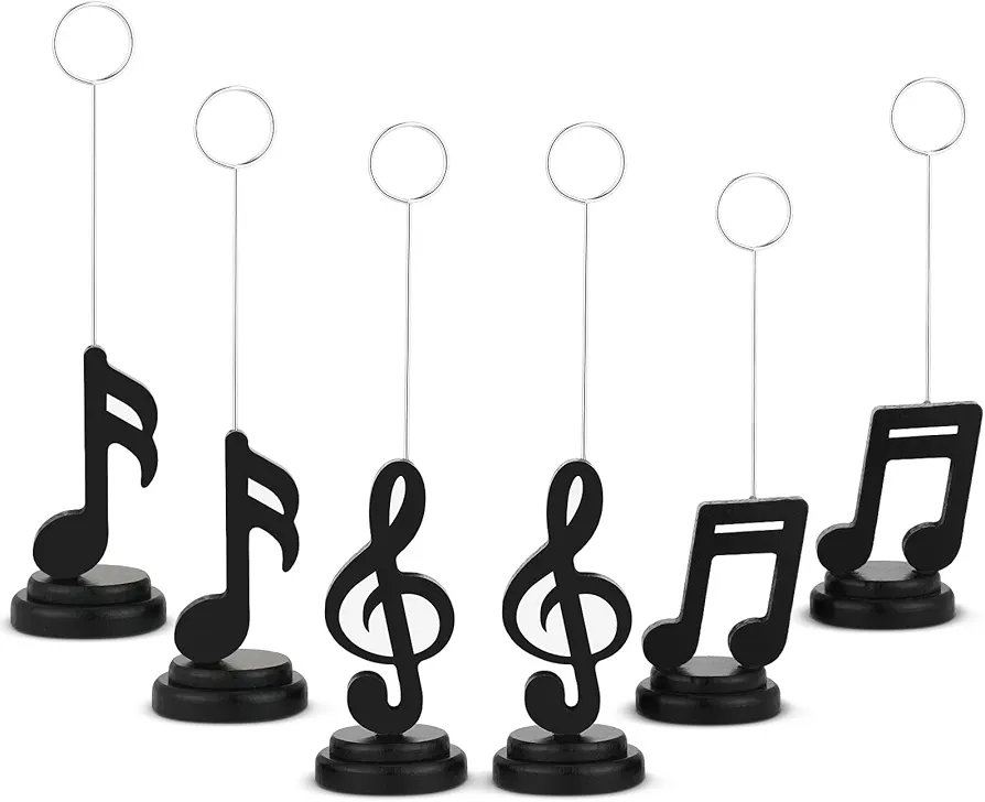 6 Pieces Musical Note Photo Balloon Holder Table Number Holders Place Card Holder Photo Clips Holder Music Note Decoration for Home Picture Themed Party Birthday Wedding Gifts Arts, 3 Styles