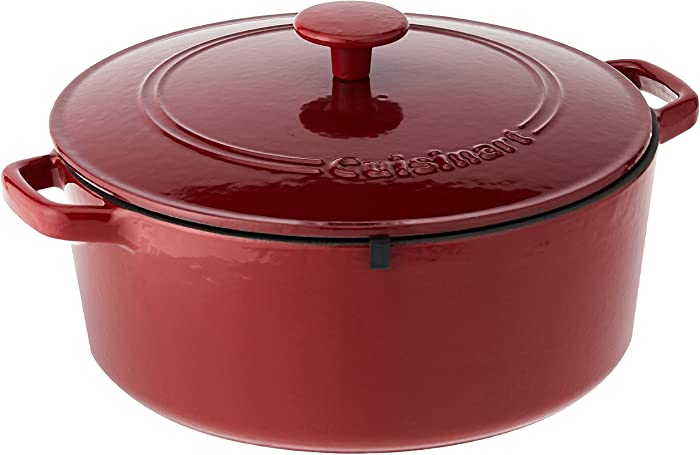 Cuisinart Chef's Classic Enameled Cast Iron 7-Quart Round Covered Casserole, Cardinal Red