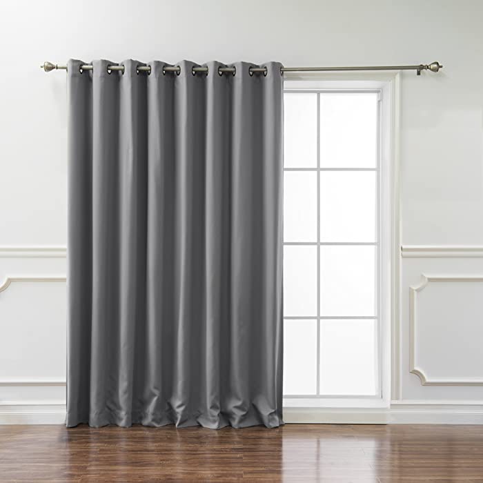 Best Home Fashion Wide Width Thermal Insulated Blackout Curtain - Antique Bronze Grommet Top - Grey - 100" W x 108" L - (1 Panel)