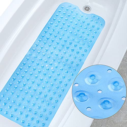 Bath Tub Shower Mat, Non-Slip and Extra Large 40 inch x 16 Inch, Bathtub Mat with 200 Suction Cups, Machine Washable Bathroom Mats with Drain Holes,