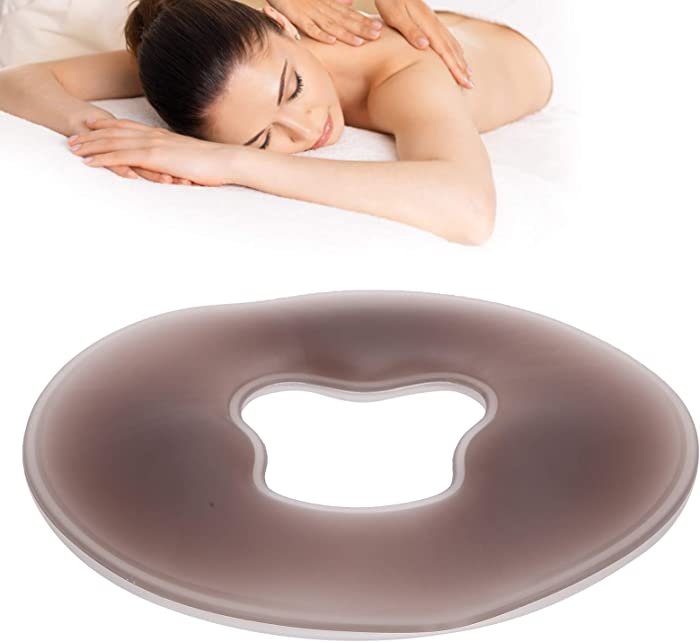 Silicone Spa Pillow - Soft SPA Beauty Salon Massage Face Pillow Headrest, Overlay Face Relax Cushion Pad Brown