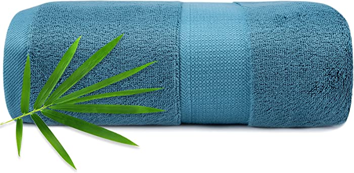 CANFOISON Bamboo Bath Towel for Body, 1 Pack Peacock Blue Single Large Bath Towel for Adult Kids Baby Luxury Super Soft Highly Absorbent Bathroom Towels 30" x 54"