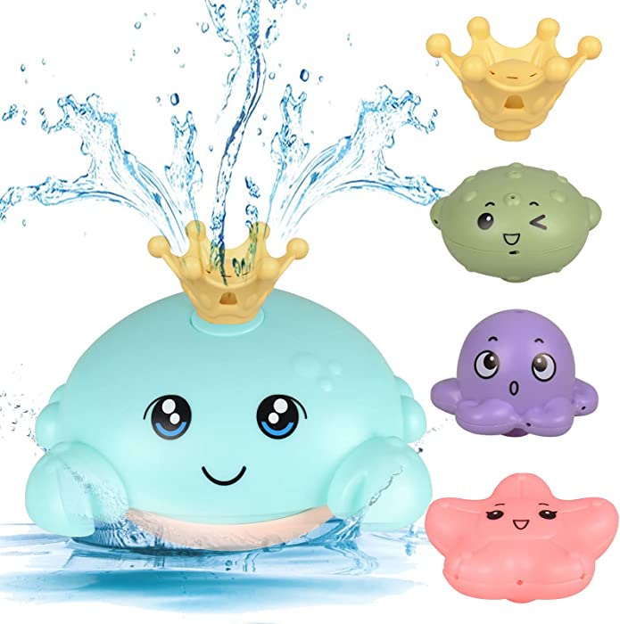 Bath Toys, Crab Baby Toys, Electric Induction Water Spray Toys, Automatic Rotation Toddler Bathtub Toys, Suitable for 1-6 Years Old with Lights Baby Bath Toys with Lights.(Blue Model)