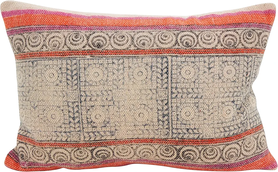 SARO LIFESTYLE Bohême Collection Boho Mix Oblong Throw Pillow/8416.M1220B, 12" x 20", Multi