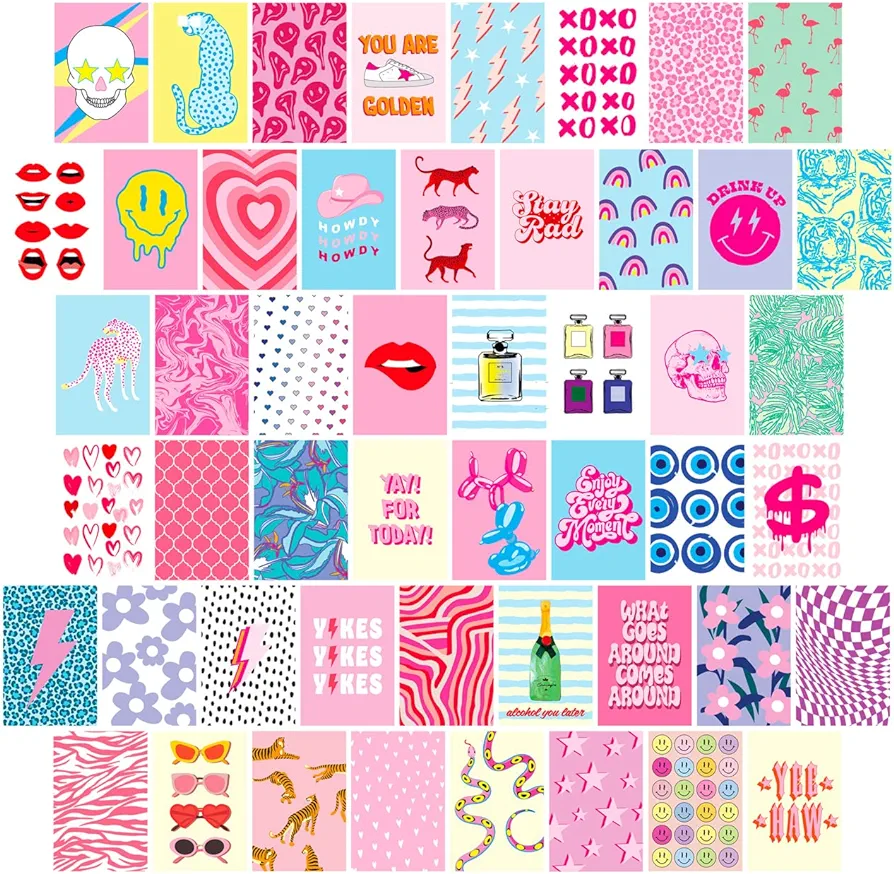 Cloncep Design Preppy Room Decor Collage Kit, 50 PCS, 4x6 Inch, Preppy Stuff Decor for Wall, Preppy Wall Collage, Preppy Pictures for Wall, Aesthetic Room Decor