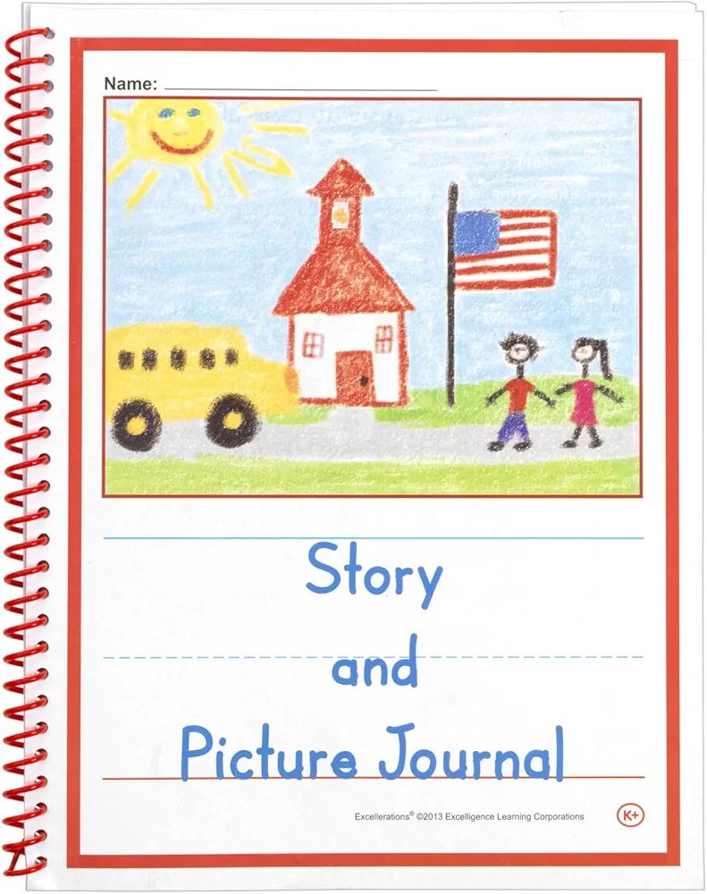 Excellerations Story and Picture Journals, Set of 10, 8.5" x 11", 60 Pages Each | Arts and Crafts Materials, Kids Classroom Primary Notebooks, Grades Prek, K-2 +, Classroom Essentials and Must Haves