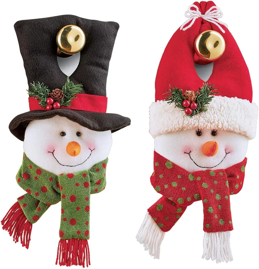 Collections Etc Mr and Mrs Snowman Festive Door Knob Hanger