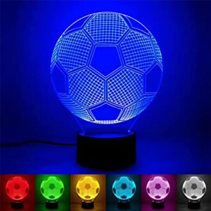 Soccer Night Light 3D Illusion Football Lamp with Remote Control 16 Colors Changing, Soccer Night Lights for Sport Fan Room Decor