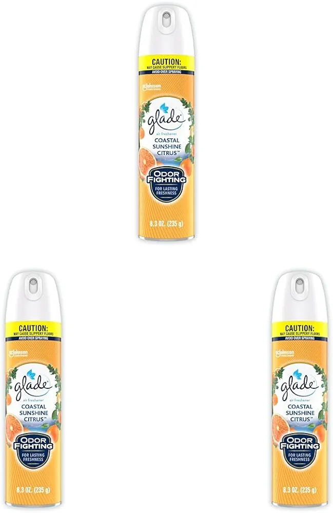 Glade Air Freshener Room Spray, Coastal Sunshine Citrus, 8.3 oz (Pack of 3)