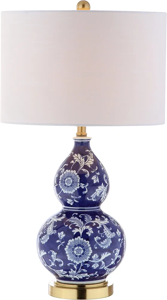 JONATHAN Y JYL3003A Lee 27" Ceramic Chinoiserie LED Table Lamp Traditional Bedside Desk Nightstand Lamp for Bedroom Living Room Office College Bookcase LED Bulb Included, Blue/White