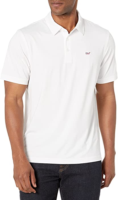 vineyard vines Men's St Kitts Solid Short Sleeve Sankaty Americana Polo