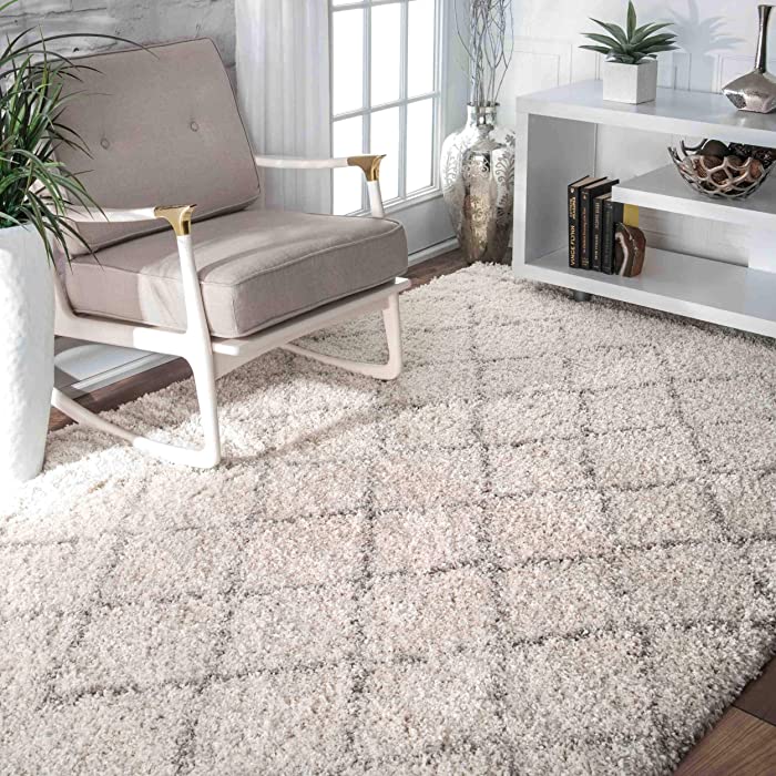 nuLOOM Edwin Soft and Plush Shag Area Rug, 3' x 5', Natural