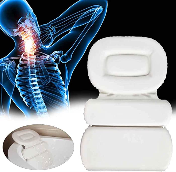 Xiaokeis Bath Pillow 3 Panel Luxury Bath Pillow Bathtub Spa Pillow Comfort Non-Slip Bathtub Cushion Pillow for Tub Head Neck Back Shoulder Support Ergonomic Bathtub Spa Pillow,Bath Accessories