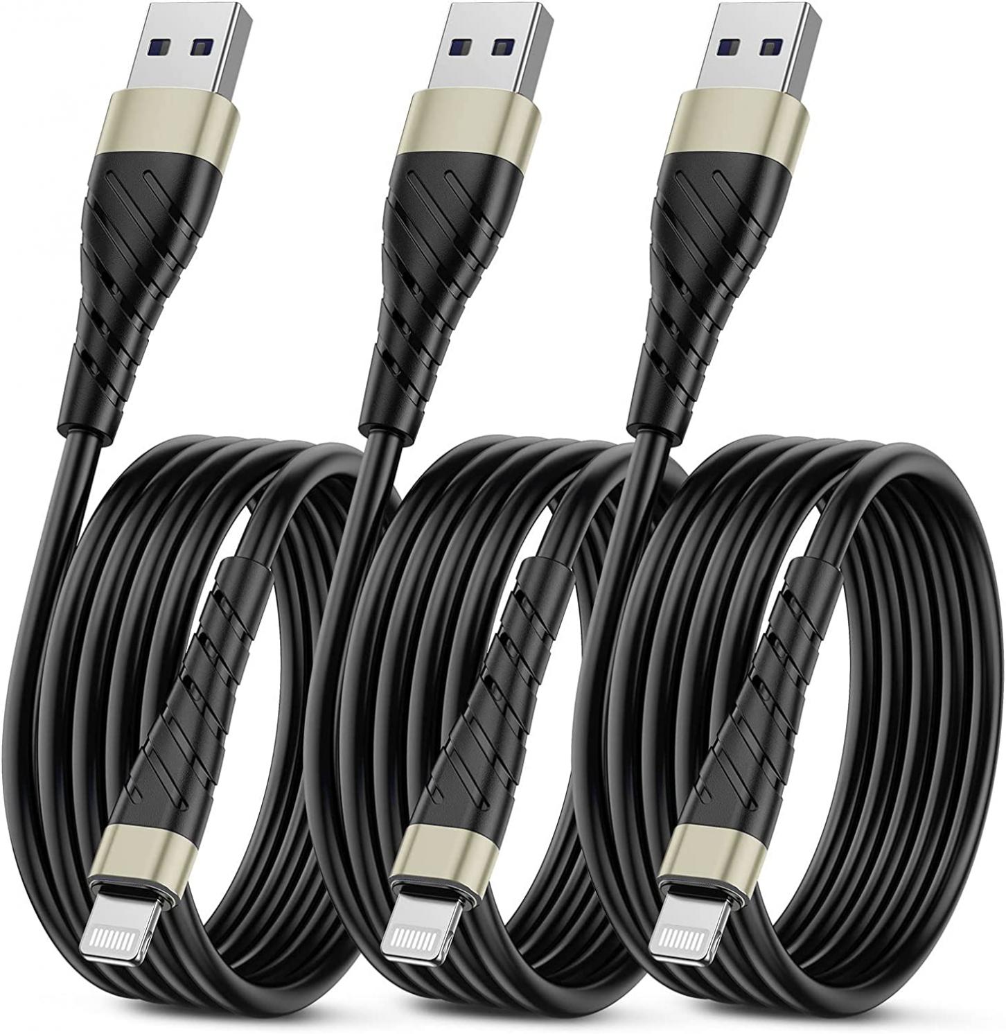 Apple MFi Certified iPhone Charger Cable 3 Pack 6 Ft, OIITH Long Lightning Charging Cord, Fast 2.4A iPhone USB Cord Compatible with iPhone12/11/XS/Max/XR/X/8/8P/7P/6/iPad - Gold