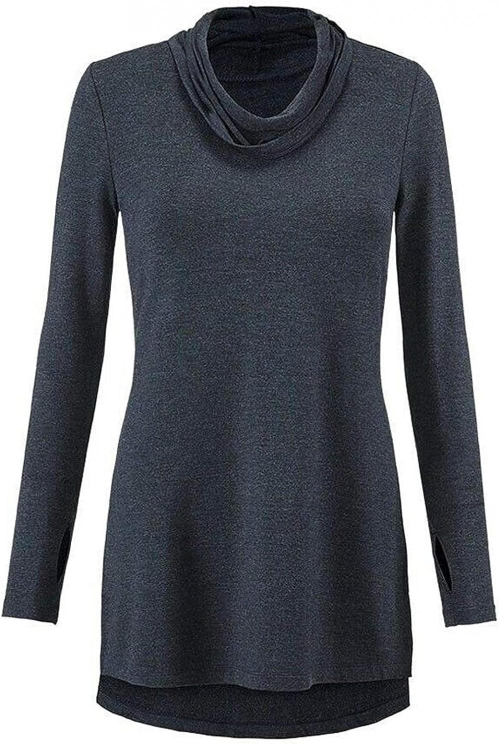 cabi Turtle Tee Tunic Midnight Blue Grey #3628 Cowl Neck