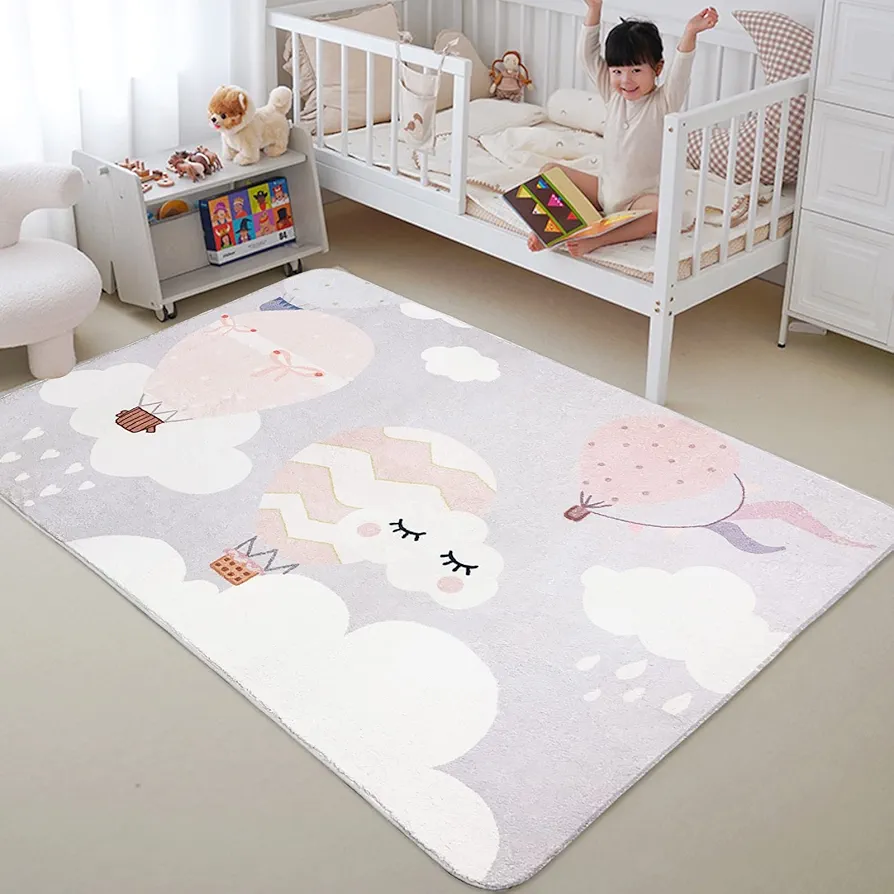 ABREEZE Kids Rug Play Mat Ultra Soft Rugs for Kids Room, 3.3'x5' Non Slip Cartoon Children Nursery Rug Baby Rug Area Rug Kids Carpet for Bedroom Decor Playroom Living Room