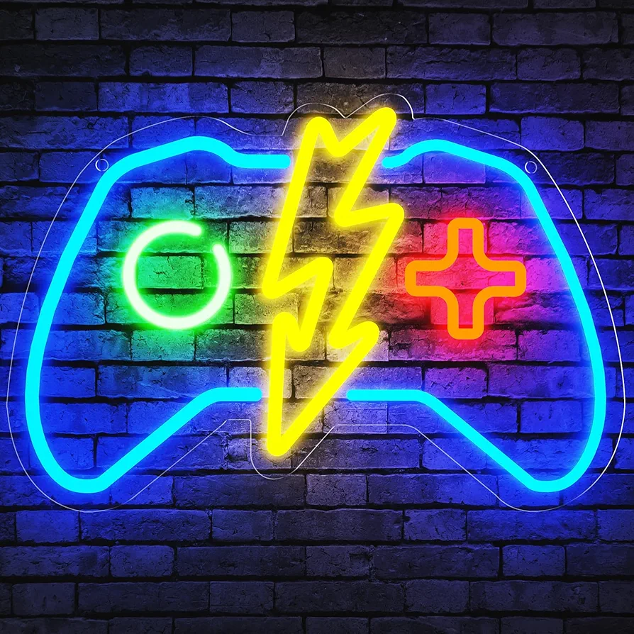 Gaming Neon Sign Wall Decor: Dimmable Gamer LED Neon Lights for Video Game Room - Ideal Decoration for Boys Teens Kids Room