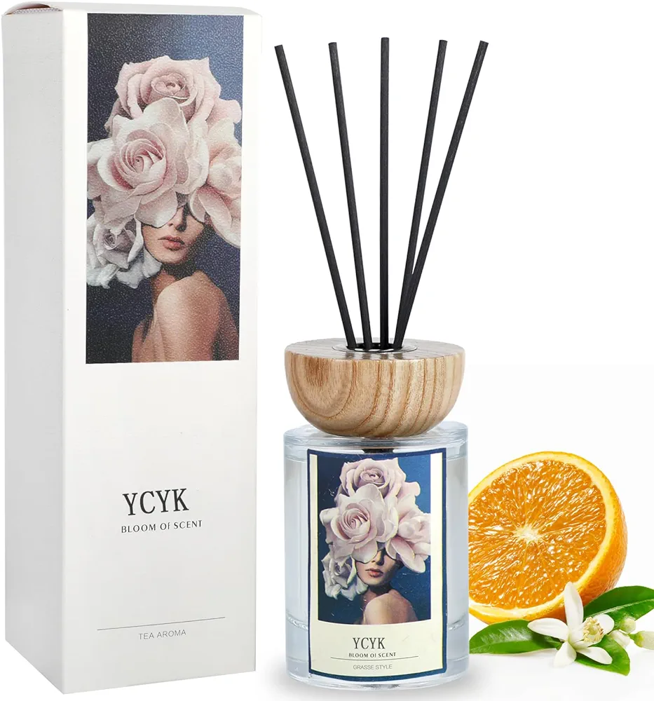 Reed Diffuser Sets, 4oz(120ml) Citrus&White Tea, Home Fragrance with Reed Diffuser Sticks, Fragrance and Gifts, Room Fresheners Diffuser, Bathroom Accessories Decor, Modern Fall Decor