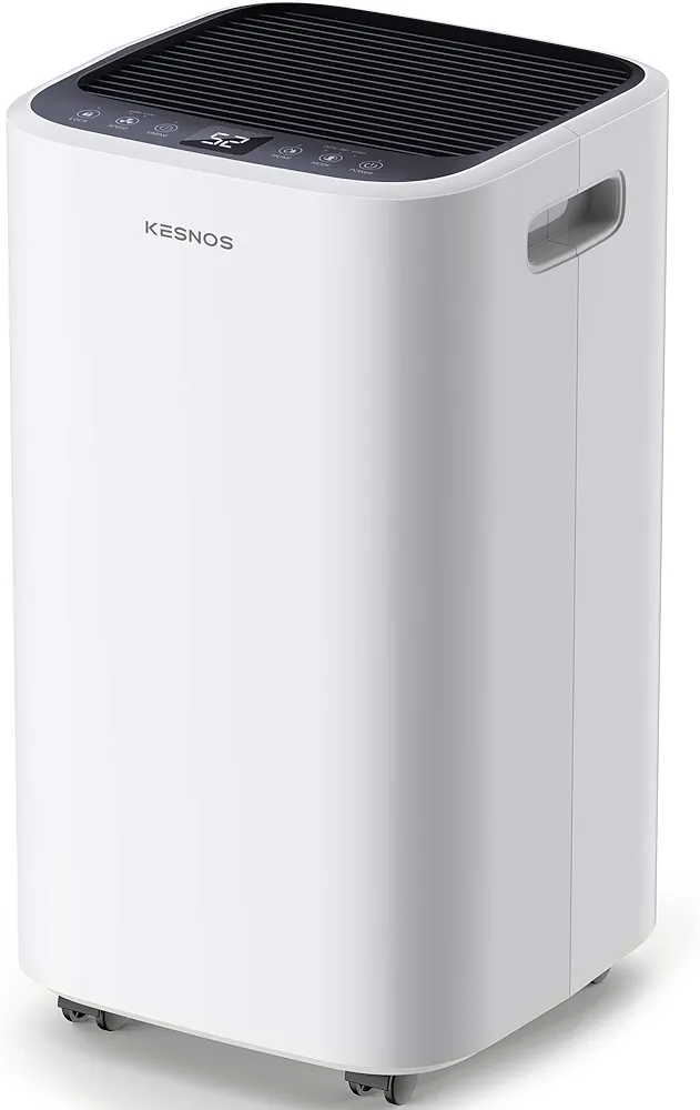 Kesnos 2500 Sq. Ft Dehumidifier for Home with Drain Hose and 0.6 Gallon Water Tank - Intelligent Touch Control and Low Noise, 24 Hr Timer Ideal for Basements, Bedrooms, Bathrooms, and Laundry Rooms