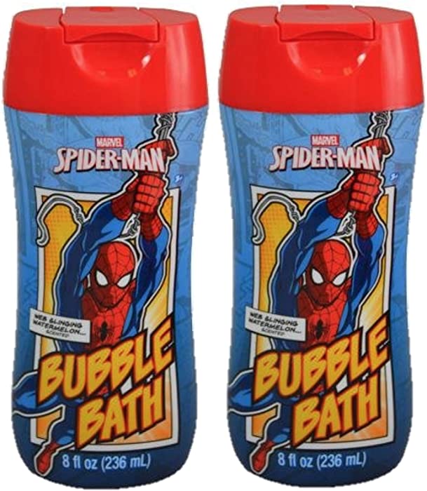 Marvel Comics Spiderman Web Clinging Watermelon Scent Bubble Bath bundle of 2