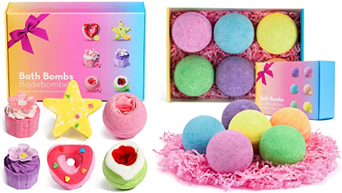 Bath Bombs for Women Kids, 6 + 6 Pack Organic Aromatherapy Bath Bomb, Rich in Essential Oils, Skin Moisturizing Bubble Bath Fizzy Spa,Relaxation and Stress Relief