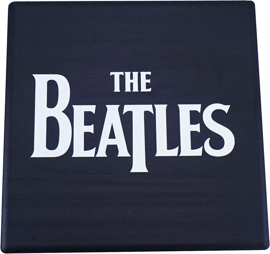 Half Moon Bay | The Beatles Coaster | Ceramic Coasters & Beer Mats | Black Coasters for Man Cave | The Beatles Gifts & Music Gifts | Rock Music Dad Gifts | Beatles Desk Coaster | Cool Room Decor