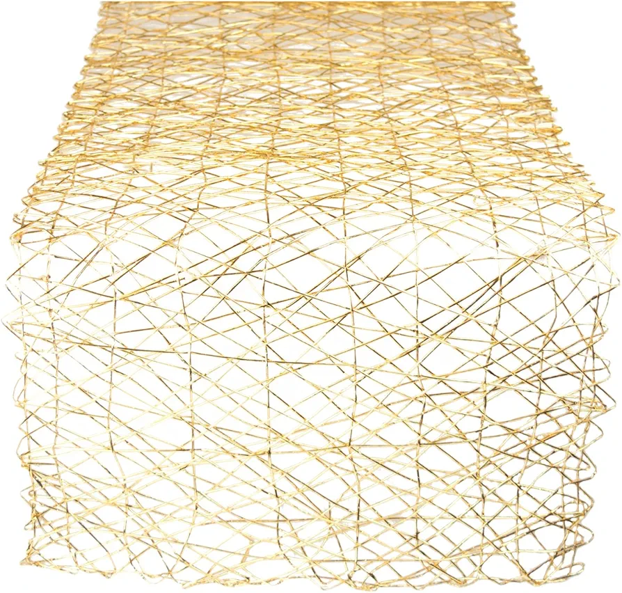 DII Woven Paper Tabletop Collection Holiday or Event Décor, Reversible Table Runner, 14x72, Gold