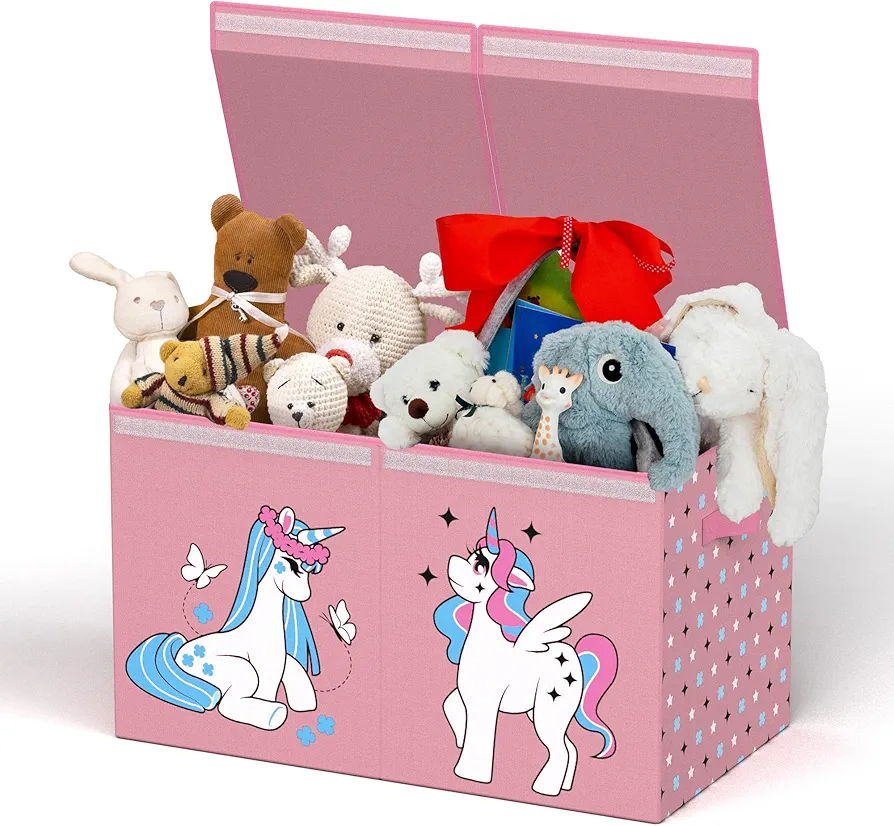 Unicorn Toy Chest for Girls - Spacious and Durable Toy Box with Removable Dividers, Easy Assembly, Sturdy Handles, Toy Box for Girls, Ideal for Girls Kids Bedroom Nursery Living Room