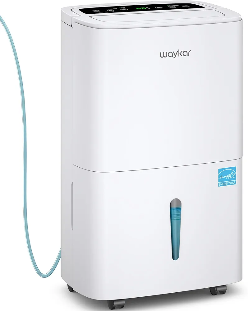 Waykar 150 Pints Energy Star Dehumidifier with Pump for Spaces up to 7,000 Sq. Ft at Commercial and Industrial Large Room, Warehouse, Home, Basement, Bedroom with Drain Hose, Auto Defrost, Self-Drying