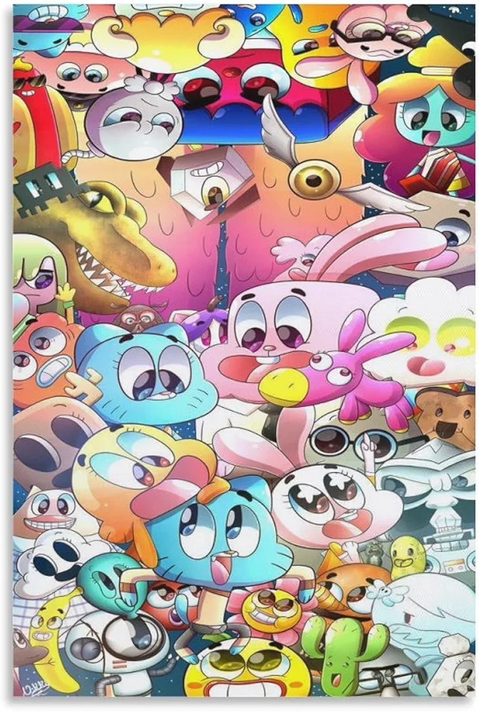 Animation Poster The Amazing World of Gumball 2011 Release Modern Canvas Print Art (5) Canvas Painting Posters And Prints Wall Art Pictures for Living Room Bedroom Decor 20x30inch(50x75cm) Unframe-st